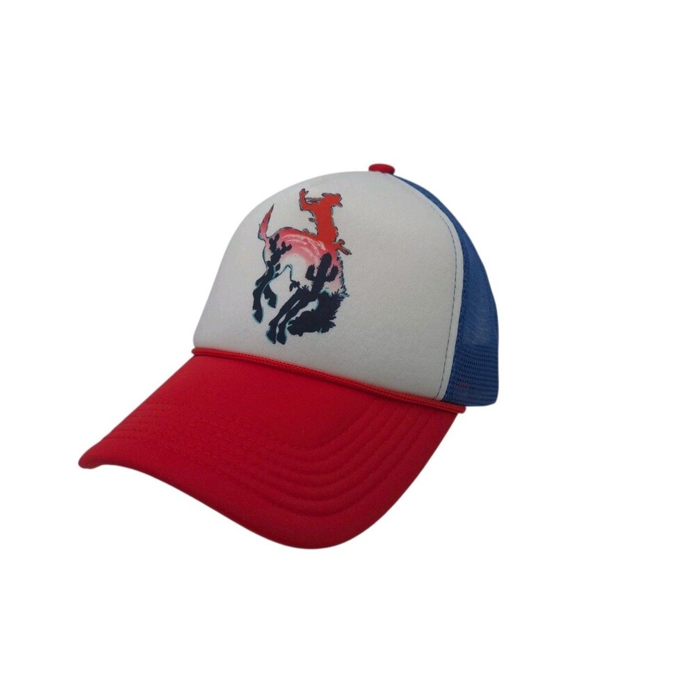 Rowdy Crowd Rodeo Cowgirl Hat Cap Red White Blue Snapback Women's Buckin' Bronco